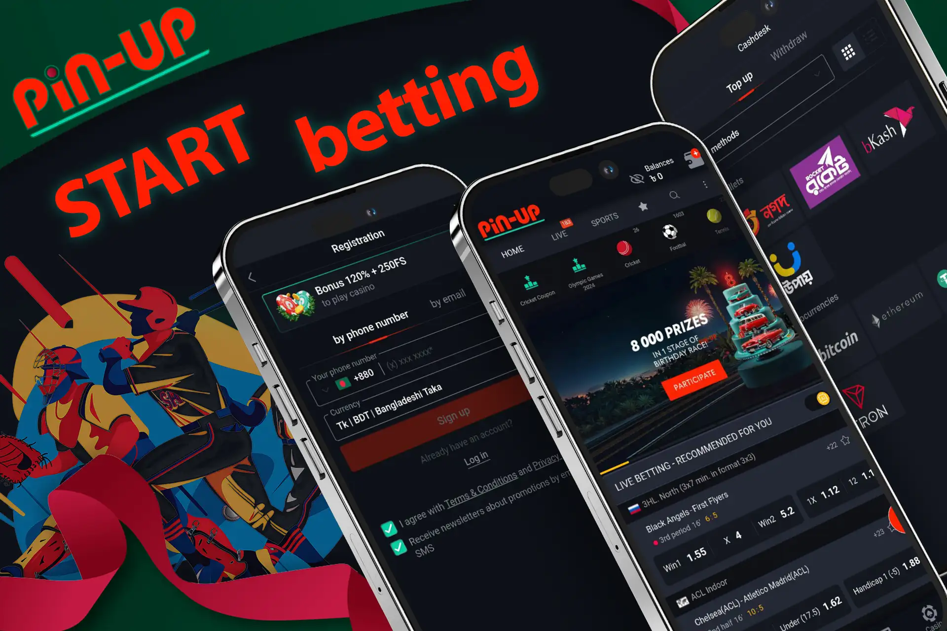 Register, make a deposit and start betting